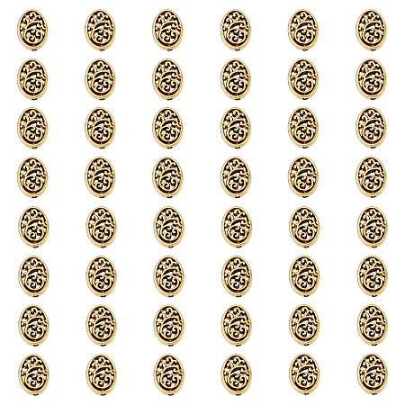 DICOSMETIC 80Pcs Hollow Oval Spacer Beads Antique Golden Beads Tibetan Spacer Beads Filigree Loose Spacer Beads Small Hole Beads 1.6mm Alloy European Beads for Jewelry Making