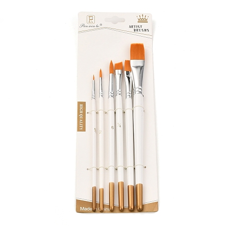 Honeyhandy Art Paint Brushes, for Acrylic Painting Watercolor Oil Gouache, White, 17.5~21.5x0.5~1.8cm, 6pcs/set