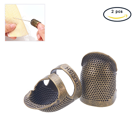 PandaHall Elite 2 PCS Copper Sewing Thimble Finger Protector Metal Brass Fingertip Thimble Needlework Accessories for DIY Crafts Sewing Tools
