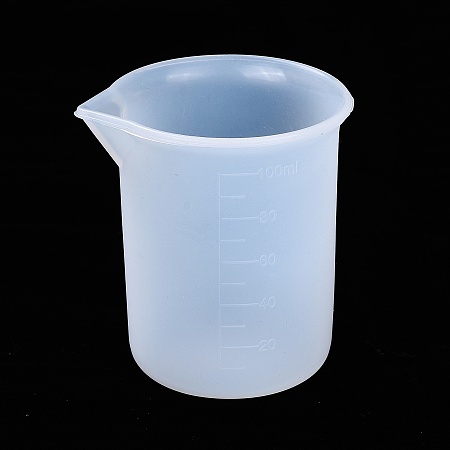 Honeyhandy 100ml Measuring Cup Silicone Glue Tools, White, 49~63x70mm, Capacity: 100ml(3.38 fl. oz)