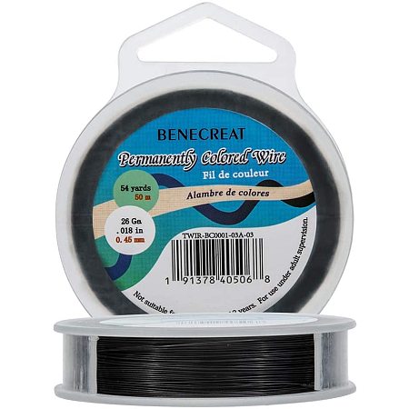 BENECREAT 165-Feet 0.017inch (0.45mm) 7-Strand Black Bead String Wire Nylon Coated Stainless Steel Wire for Necklace Bracelet Beading Craft Work