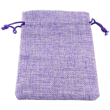 NBEADS Small Bags, 10 PCS 7x9cm Purple Burlap Cloth Drawstring Jewelry Pouches for Traveling Makeup, Crafts, Gifts Packing