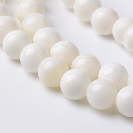 ARRICRAFT Natural Shell Round Bead Strands, White, 8.5mm, Hole: 1mm, about 47pcs/strand, 15.4 inches