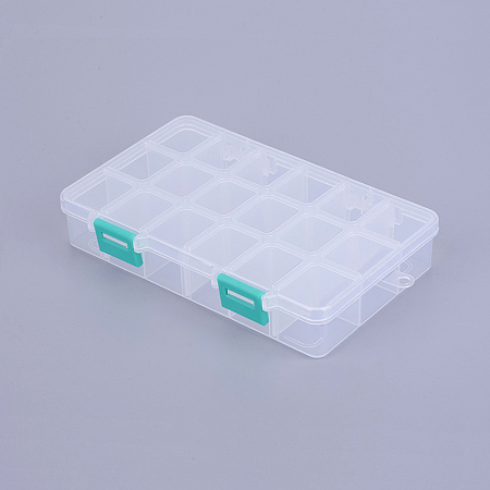 Honeyhandy Organizer Storage Plastic Boxes, Adjustable Dividers Box, Rectangle, White, 16.5x10.8x3cm, compartment: 3x2.5cm, 18 compartment/box