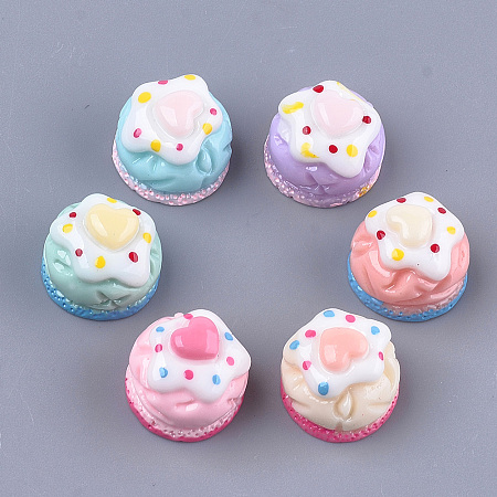 Honeyhandy Resin Cabochons, Cake, Mixed Color, 14.5~15x12~12.5mm