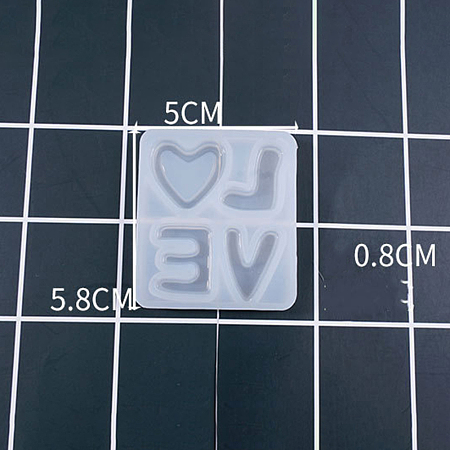 Honeyhandy Silicone Molds, Resin Casting Molds, For UV Resin, Epoxy Resin Jewelry Making, Love, White, 58x50x8mm