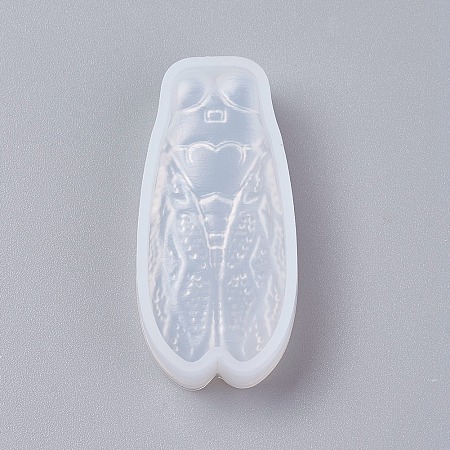Honeyhandy Silicone Molds, Resin Casting Molds, For UV Resin, Epoxy Resin Jewelry Making, Cicada, White, 46x22x9.5mm, Inner Size: 20x40mm
