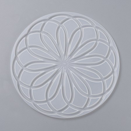 Honeyhandy DIY Coaster Silicone Molds, Resin Casting Molds, For DIY UV Resin, Epoxy Resin Craft Making, Round with Mandala Pattern, White, 203x6mm, Inner Diameter: 197mm
