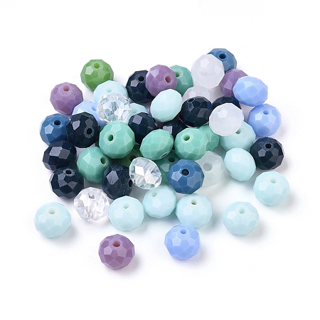 Honeyhandy Glass Beads, Mixed Style, Faceted, Rondelle, Mixed Color,8x6mm, Hole: 1mm
