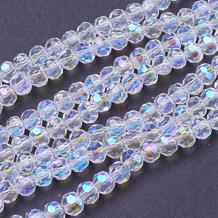 NBEADS 1 Strand AB Color Plated Faceted Round Clear Electroplate Glass Beads Strands with 4mm,Hole: 1mm,about 100pcs/strand