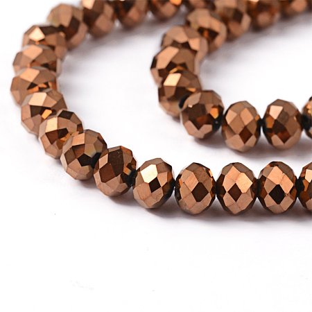 NBEADS 1 Strand 6mm Copper Plated Glass Abacus Bead Strand about 100pcs/strand 17.7 inch for Jewelry Making and Beading Decoration Beads