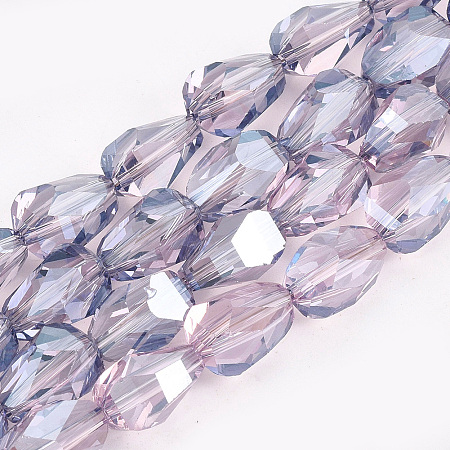 ARRICRAFT Electroplate Glass Beads Strands, Faceted, Oval, Thistle, 10.5x7x7mm, Hole: 1mm, about 50pcs/strand, 20 inches~20.8 inches