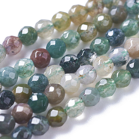 Arricraft Natural Indian Agate Bead Strands, Faceted Round, 3mm, Hole: 0.8mm; about 136pcs/strand, 15 inches