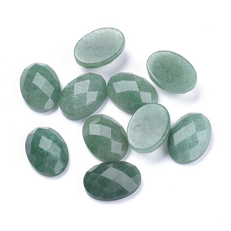 Honeyhandy Natural Green Aventurine Cabochons, Faceted, Oval, 18x13x6mm