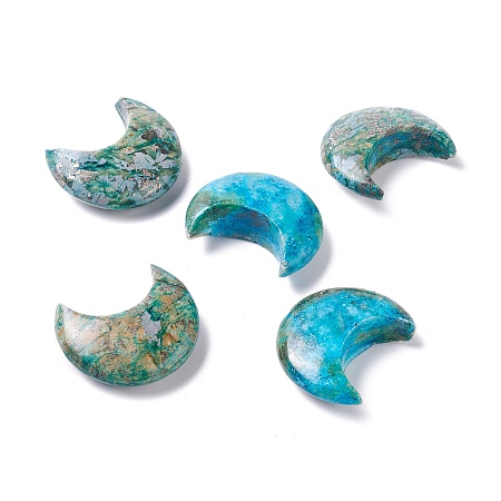 Natural Turquoise Cabochons, Moon, 30x25x9mm