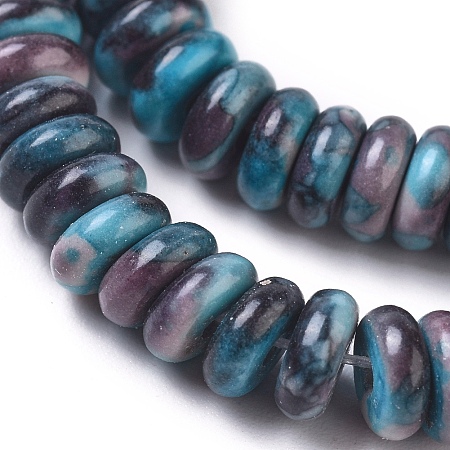 Synthetic Ore Beads Strands, Heishi Beads, Dyed, Disc/Flat Round, Steel Blue, 6x3mm, Hole: 1mm, about 154pcs/Strand, 14.96 inch(38cm)