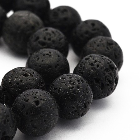 Honeyhandy Natural Lava Rock Round Bead Strands, Lava Rock, 12mm, Hole: 1mm, about 34pcs/strand, 15.7 inch
