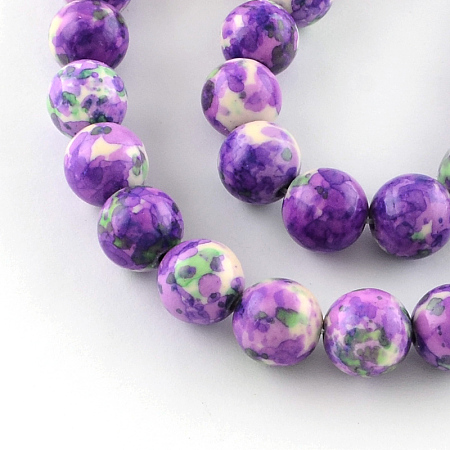 ARRICRAFT Dyed Natural Ocean White Jade Round Bead Strands, Blue Violet, 6mm, Hole: 1mm, about 62pcs/strand, 15.7 inch