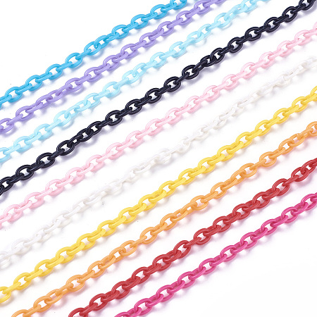 ARRICRAFT ABS Plastic Cable Chains, Oval, Mixed Color, 14.96 inches~15.35 inches(38~39cm), 5.5~6mm