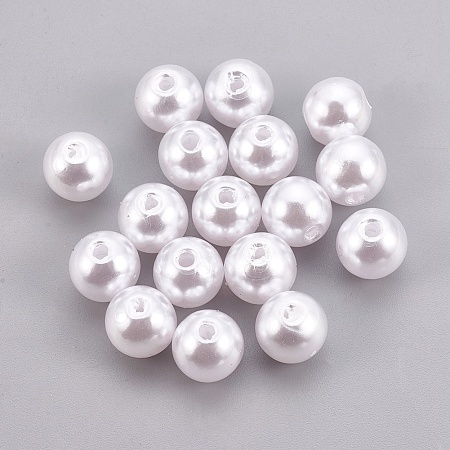 Honeyhandy ABS Plastic Imitation Pearl Beads, Round, White, 18mm, Hole: 2.6mm