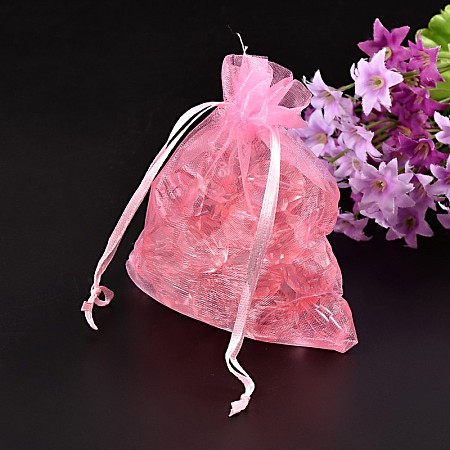 Honeyhandy LT.Pink Jewelry Packing Drawable Pouches, Organza Gift Bags, about 10cm wide, 12cm long