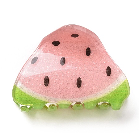 Honeyhandy Watermelon Pattern Acrylic Claw Hair Clips, Hair Accessories for Girls, Pink, 35x50x34mm