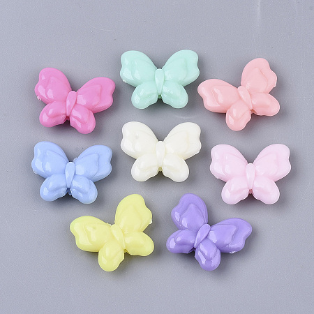 Arricraft Opaque Acrylic Beads, Butterfly, Mixed Color, 17.5x21.5x6mm, Hole: 1.8mm