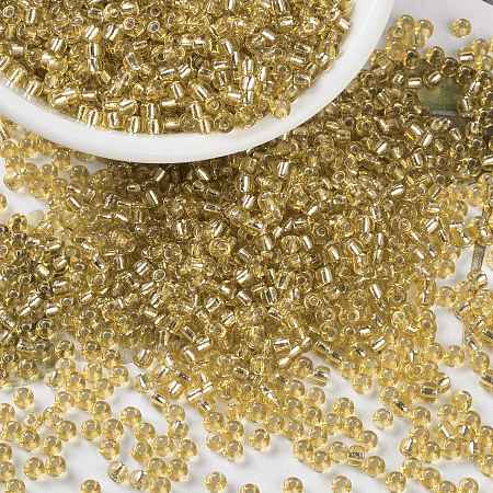 MIYUKI Round Rocailles Beads, Japanese Seed Beads, 8/0, (RR3) Silverlined Gold, 3mm, Hole: 1mm, about 422~455pcs/10g