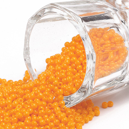 FGB 11/0 Baking Paint Glass Seed Beads, Round, Orange, 2.3x1.5mm, Hole: 1mm, about 5300pcs/50g
