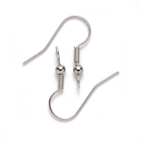 Honeyhandy 304 Stainless Steel Earring Hooks, Ear Wire, with Vertical Loop, Stainless Steel Color, 19~21x18mm, Hole: 2.5mm, Pin: 0.7mm