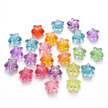 ARRICRAFT Transparent Acrylic Beads, Star, Mixed Color, 10.5x11x6mm, Hole: 1.8mm, about 138pcs/50g