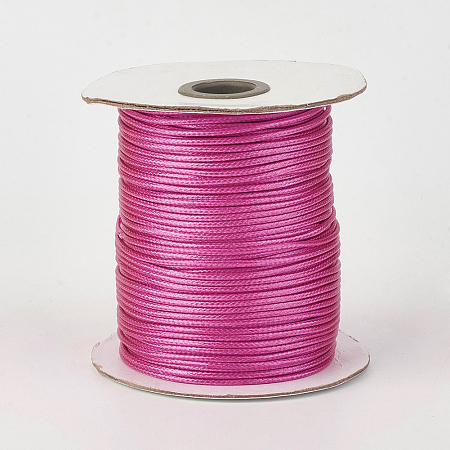 Honeyhandy Eco-Friendly Korean Waxed Polyester Cord, Fuchsia, 2mm, about 90yards/roll(80m/roll)