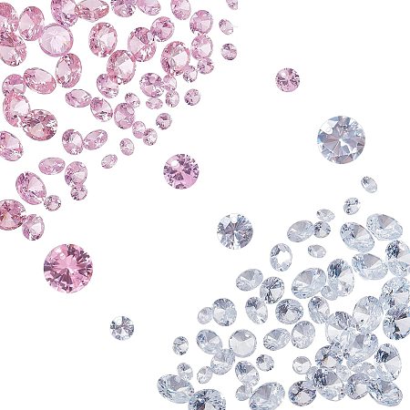 AHANDMAKER 120Pcs Cubic Zirconia Stone, 3 Size Loose CZ Stones, Flat Round Cubic Zirconia Charms for DIY Craft Jewelry Making Nail Art Earring Bracelet Pendants, 4~8-2~4.5mm Mixed Color