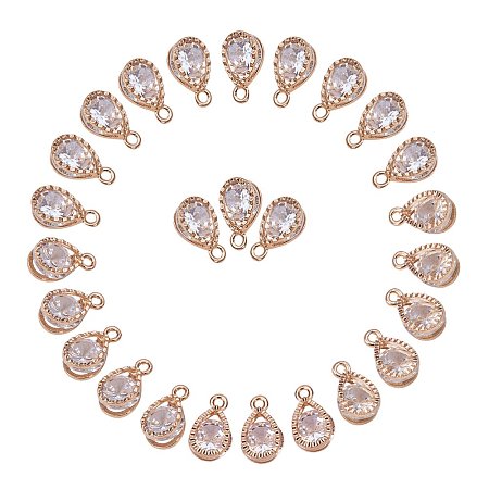 ARRICRAFT 1Bag About 100 Pcs Cubic Zirconia Alloy Drop Shape Charms Sets for Jewelry Making Size 13x8x6mm KC Gold