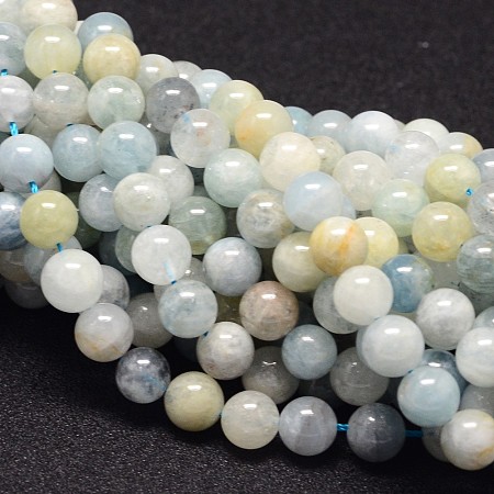 ARRICRAFT Natural Aquamarine Beads Strands,  Round, 6mm, Hole: 1mm, about 64pcs/strand, 15.7 inches