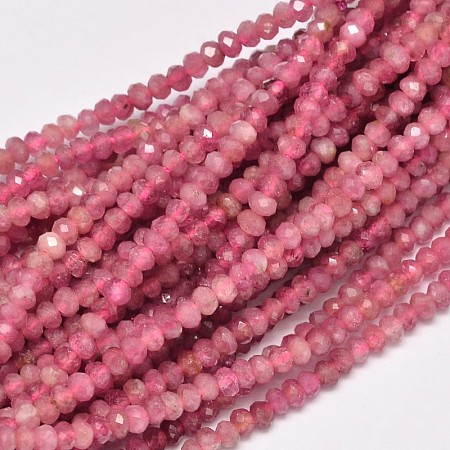ARRICRAFT Faceted Rondelle Natural Tourmaline Bead Strands, 3x2mm, Hole: 1mm, about 187pcs/strand, 15.5 inches