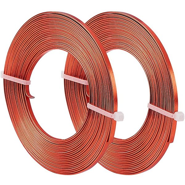 BENECREAT 32 Feet 2 Rolls 3mm Wide Flat Jewelry Craft Wire 18 Gauge  Aluminum Wire for Bezel, Sculpting, Armature, Jewelry Making - Copper 