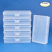 BENECREAT 6 Pack Clear Plastic Box Clear Storage Case Collection Organizer Container with Hinged Lid For Organizing Small Parts Office Supplies Clip - 5.2x3x1.18 Inches