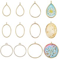 OLYCRAFT 30Pcs Gold Color Round Open Back Bezel Round Frame Pendants Bezel Charms Open Back Frame with 1 Loop for Jewelry Making Pressed Flower DIY Crafts Supplies Resin Earrings Necklace 6 Styles