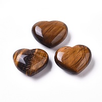 Honeyhandy Natural Tiger Eye Beads, No Hole/Undrilled, Heart, 24~25x29~30x13mm