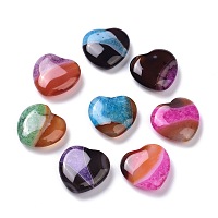 Arricraft Natural Agate Beads, No Hole, Dyed, Heart, Colorful, 19x19.5x6mm, Hole: 1.4mm