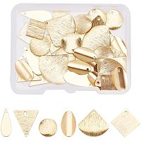 SUPERFINDINGS 48Pcs 6 Styles Brass Pendants Charms Real 24K Gold Plated Brass Blank Charms Triangle Oval Square Fan Blank Stamping Tag Pendants for Bracelet Necklace Jewelry DIY Craft Making