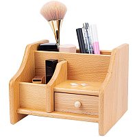BENECREAT Wooden Desktop Storage Box 5.6x6.4x7.4 Inch Wooden Organizer with Multiple Compartments for Makeup Tools, Cosmetic, Office Supplies and Other Small Accessories Sorting