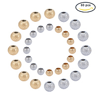 PandaHall Elite About 80 Pcs 304 Stainless Steel Round Loose Spacer Beads Diameter 4~6mm for Jewelry Making 2 Colors