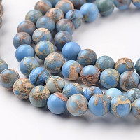 Honeyhandy Natural Imperial Jasper Beads Strands, Round, Dyed, Cornflower Blue, 6mm, Hole: 1mm, about 62pcs/strand, 15 inch
