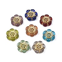 Plating Acrylic Beads, Metal Enlaced, Flower, Mixed Color, 13x12x4mm, Hole: 1.2mm