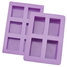 Square Food Grade Silicone Molds Sets, For DIY Biscuits, Cake, Chocolate, Candy, Soap, UV Resin & Epoxy Resin Craft Making, Purple, 221x150x26mm, Inner Size: 51x51mm, 214x153x36.5mm, Inner Size: 76.5x46mm; 2pcs/set