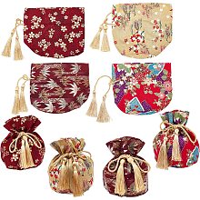 CHGCRAFT 8Pcs 4 Styles 6x5inch Drawstring Gift Bags Wedding Favors Bag Drawstring Pouches Coin Purse Gift Bag for Christmas Wedding Favors Shower Candy Jewelry Bags