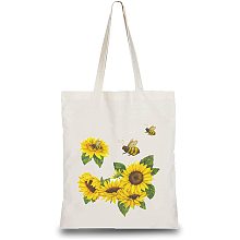 CREATCABIN Cotton Tote Bag Canvas Grocery Sunflower Bee Bags Lightweight Reusable Eco-Friendly DIY Craft Multi-Function Pouches for Crafts Shopping Groceries 13.3x15 inch