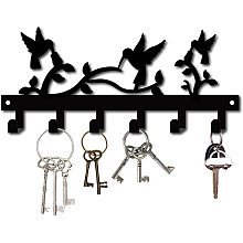 GORGECRAFT Birds Wall Decor Hooks Metal Key Holder Cast Iron Wall Hanger Organizer Coat Rack Mounted Multi-Purpose Decorative with 6 Hooks for Pet Leash Jewelry Keys Hat Umbrella